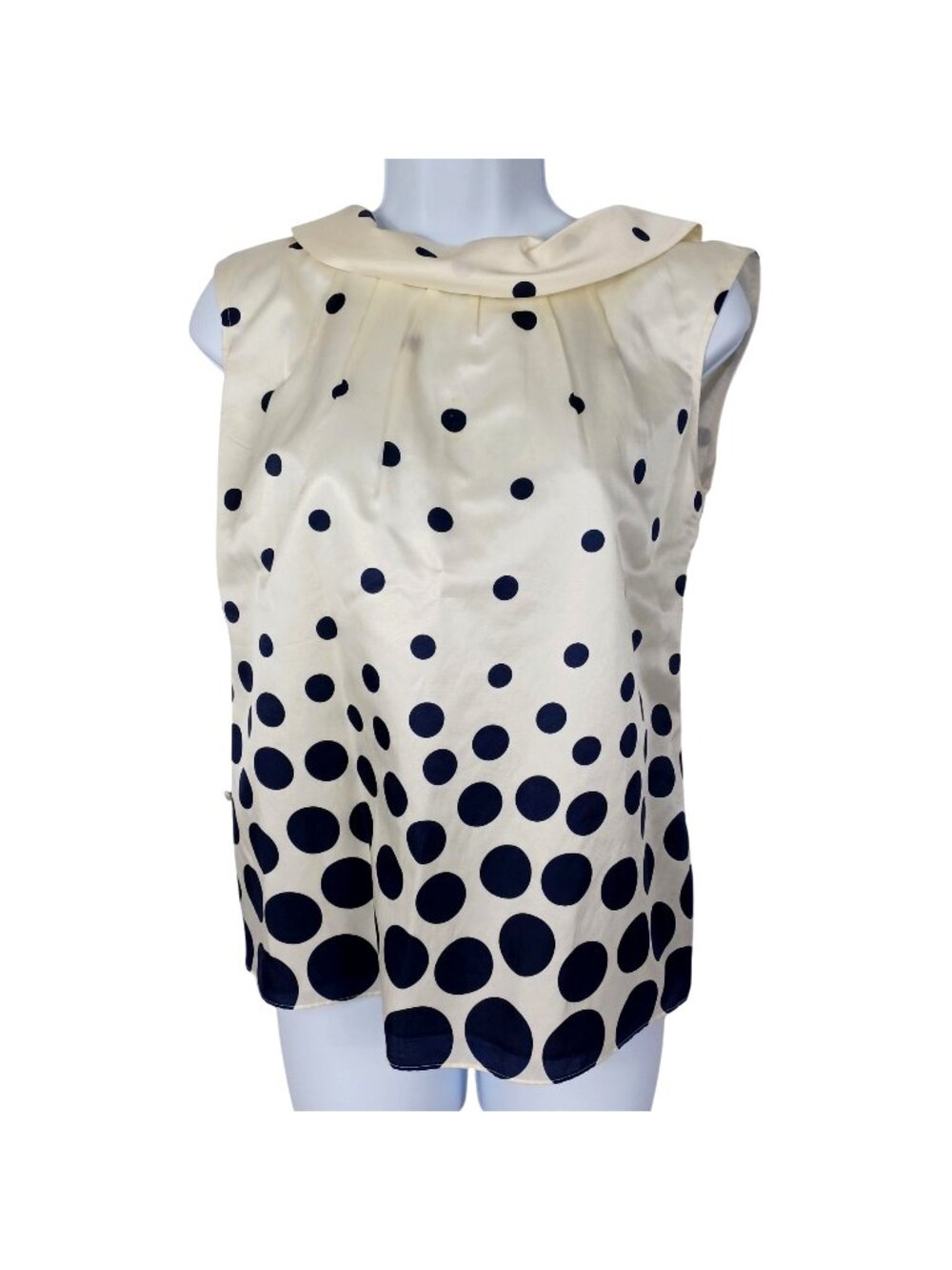 Talbots Tunic Top Blouse Sleeveless Loose FitY2K Ivory/Black Silky Women Large